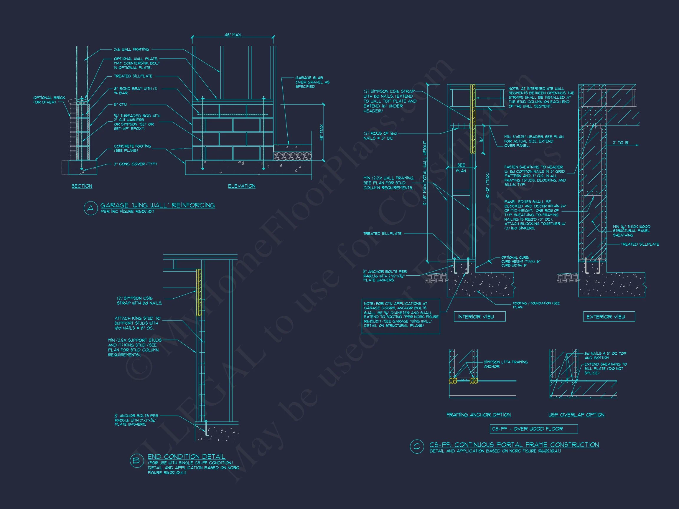 13-1647 HOUSE PLAN - Craftsman House Plan - 3-Bed, 3-Bath, 2730 SF 16 Detailed house Floor Plan Blueprint with CAD Designs