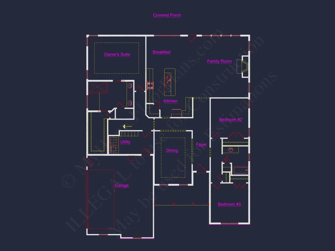 Detailed house Floor Plan Blueprint with CAD Designs