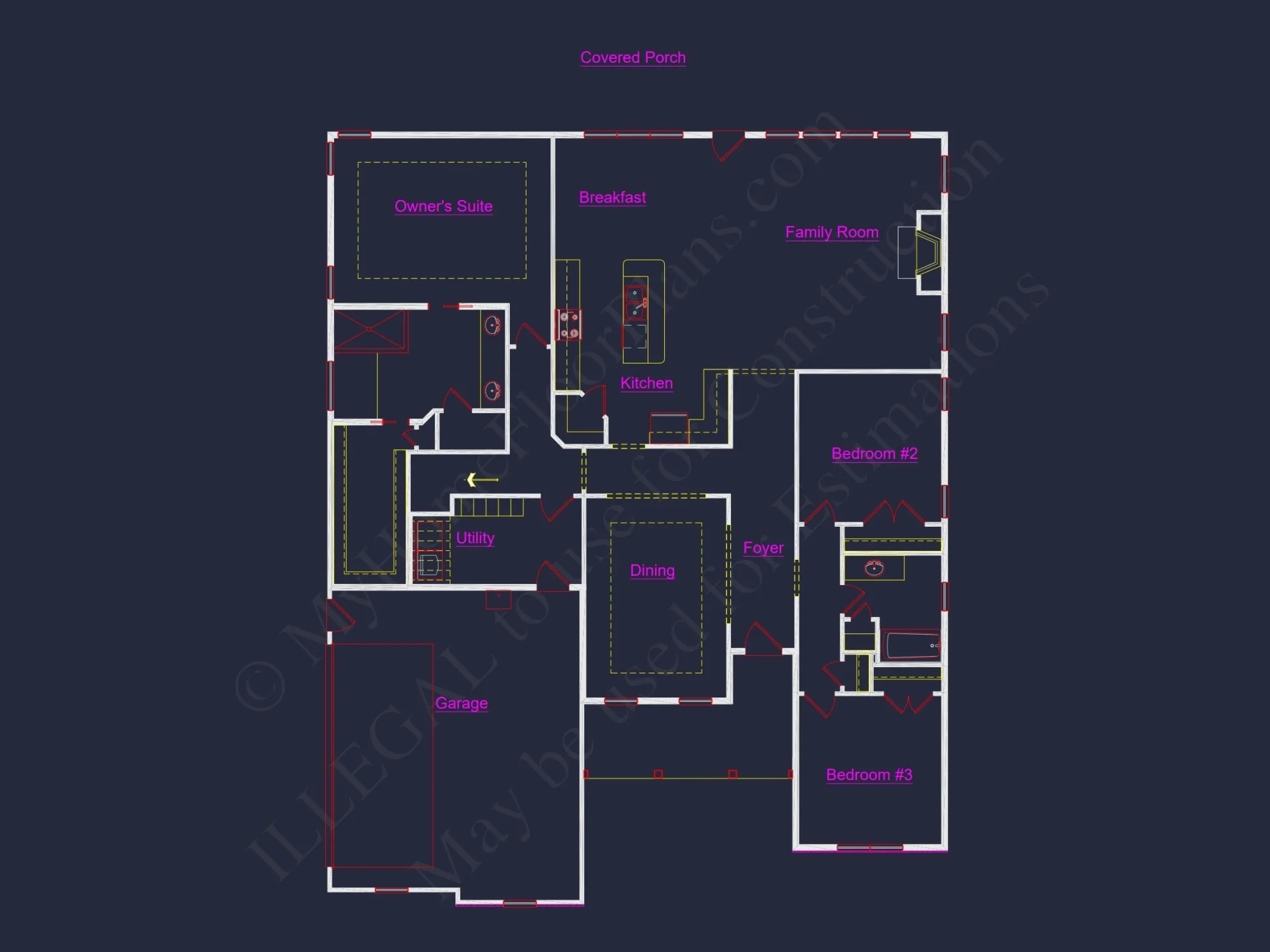 Detailed house Floor Plan Blueprint with CAD Designs