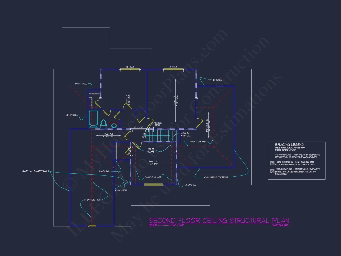 Craftsman house Floor Plan for Designers: Architecture CAD Blueprint