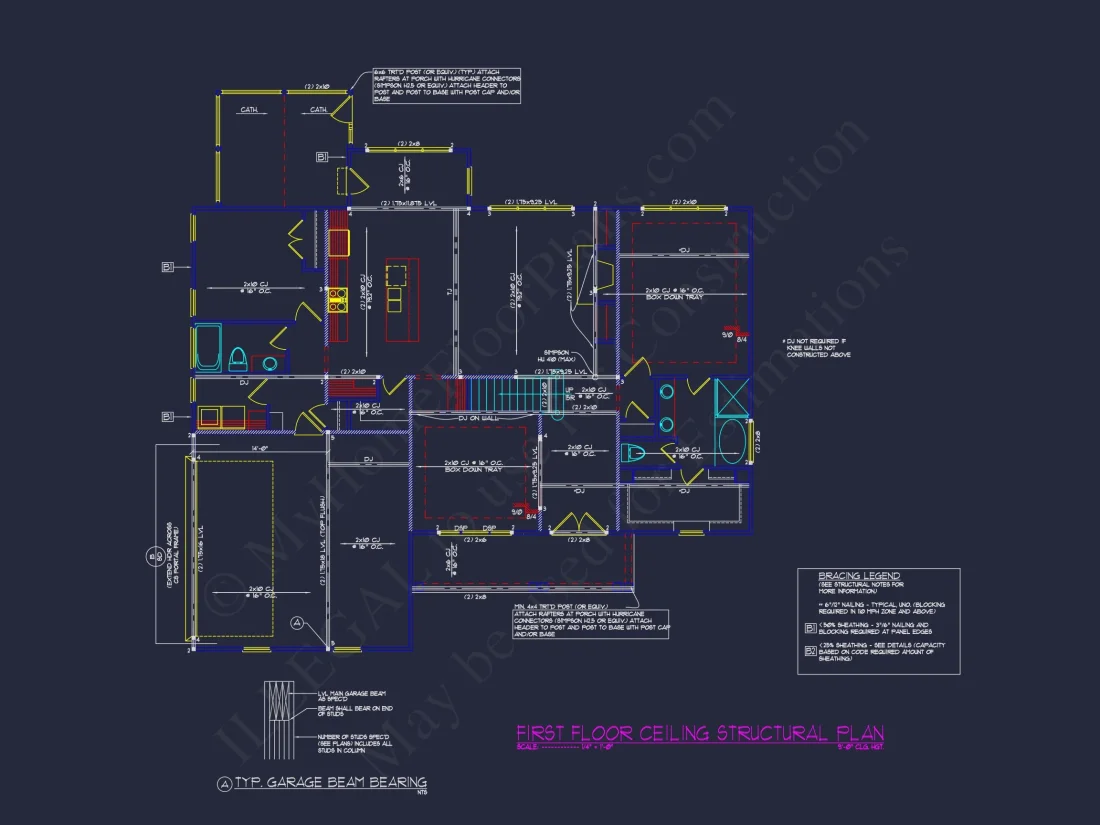Craftsman house Floor Plan for Designers: Architecture CAD Blueprint