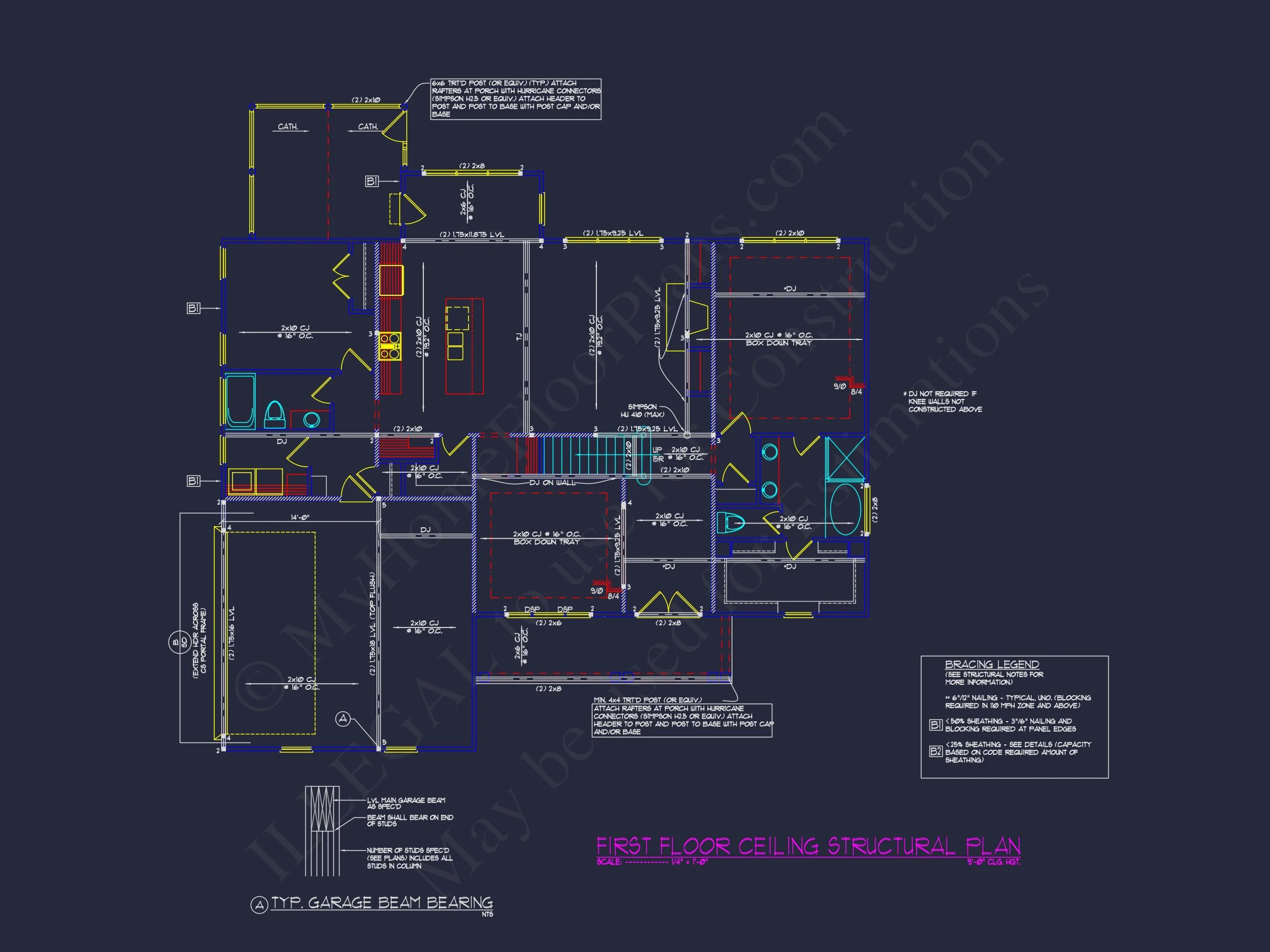 Craftsman house Floor Plan for Designers: Architecture CAD Blueprint