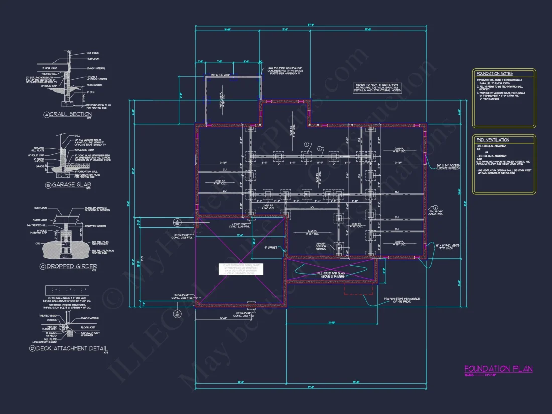 Craftsman house Floor Plan for Designers: Architecture CAD Blueprint