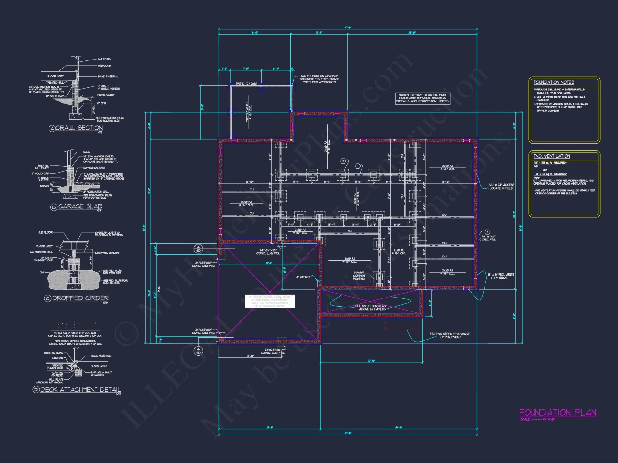 Craftsman house Floor Plan for Designers: Architecture CAD Blueprint