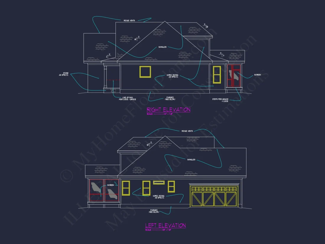 Craftsman house Floor Plan for Designers: Architecture CAD Blueprint