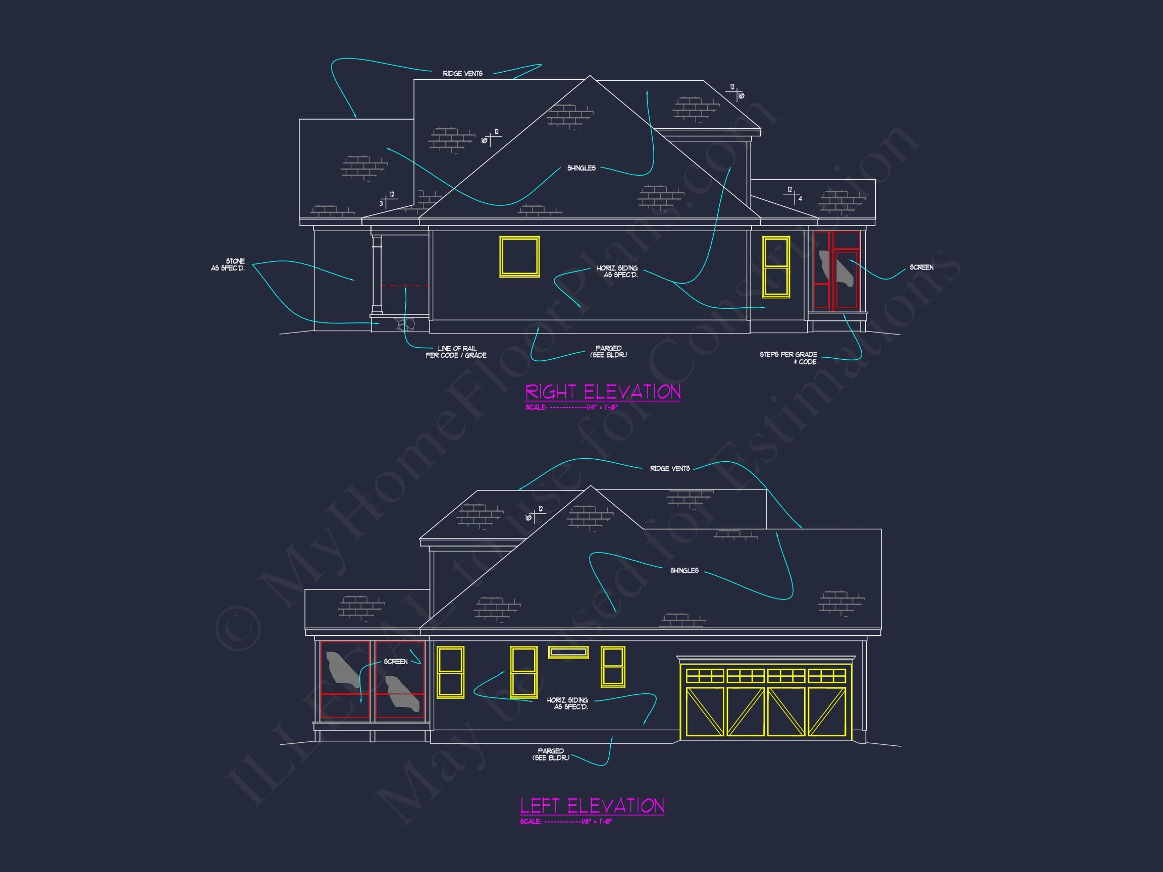 Craftsman house Floor Plan for Designers: Architecture CAD Blueprint