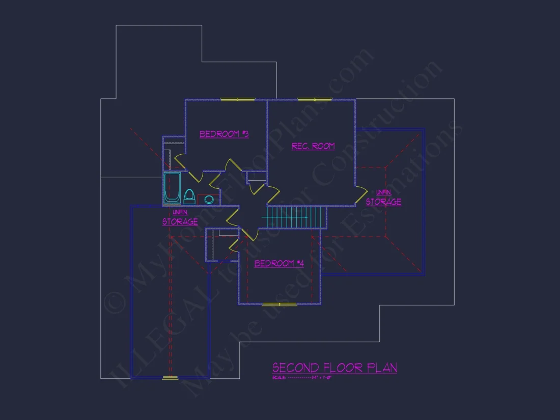 Craftsman house Floor Plan for Designers: Architecture CAD Blueprint