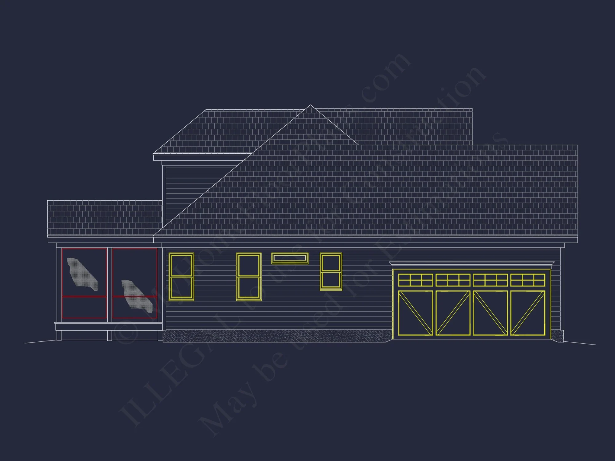 Craftsman house Floor Plan for Designers: Architecture CAD Blueprint