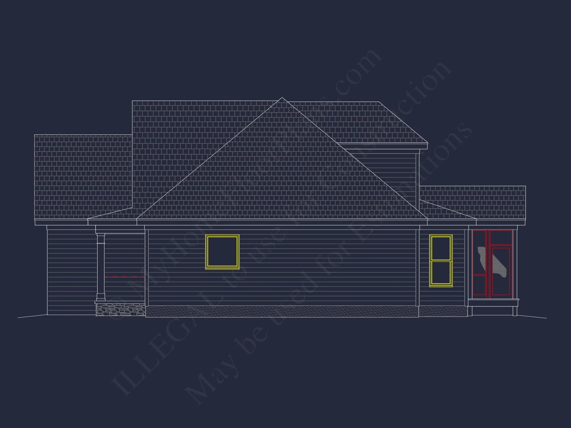 Craftsman house Floor Plan for Designers: Architecture CAD Blueprint