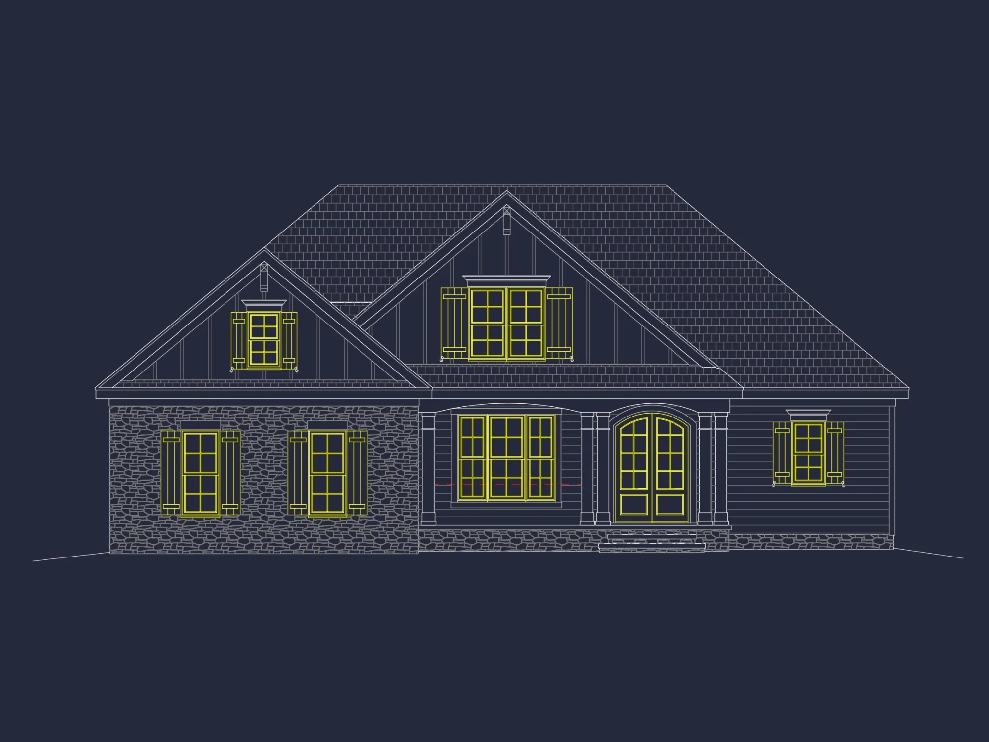 Craftsman house Floor Plan for Designers: Architecture CAD Blueprint