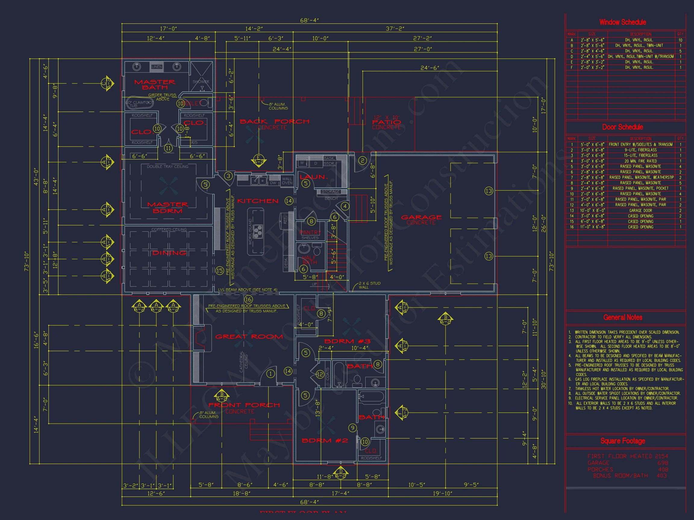 13-1366 HOUSE PLAN - Craftsman Ranch House Plan - 3-Bed, 3-Bath, 2500 SF 8 Charming house Plan with Spacious Floor Plan and CAD Design