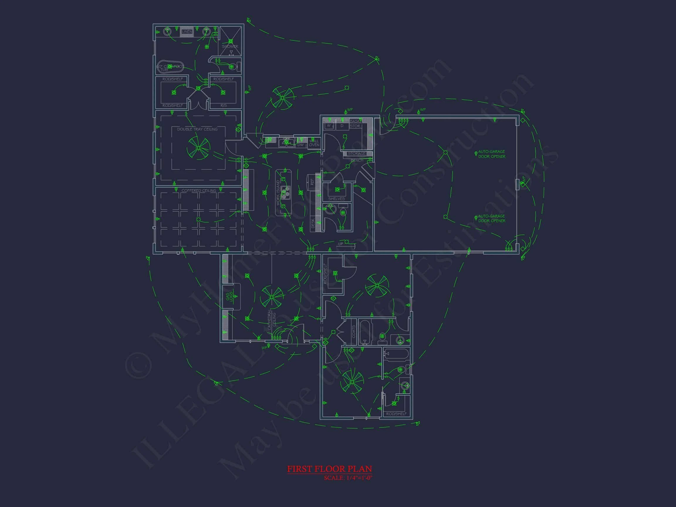13-1366 HOUSE PLAN - Craftsman Ranch House Plan - 3-Bed, 3-Bath, 2500 SF 6 Charming house Plan with Spacious Floor Plan and CAD Design