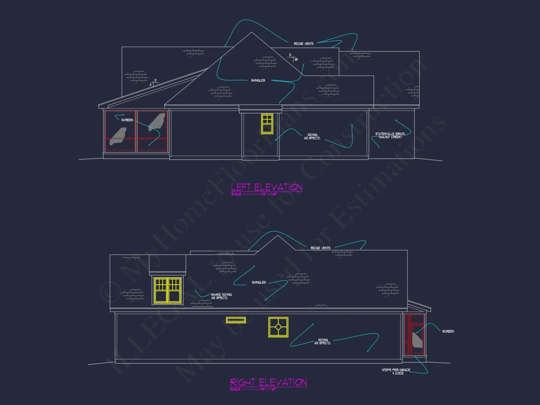 Two-story house Plan with Modern Craftsman Blueprint Designs