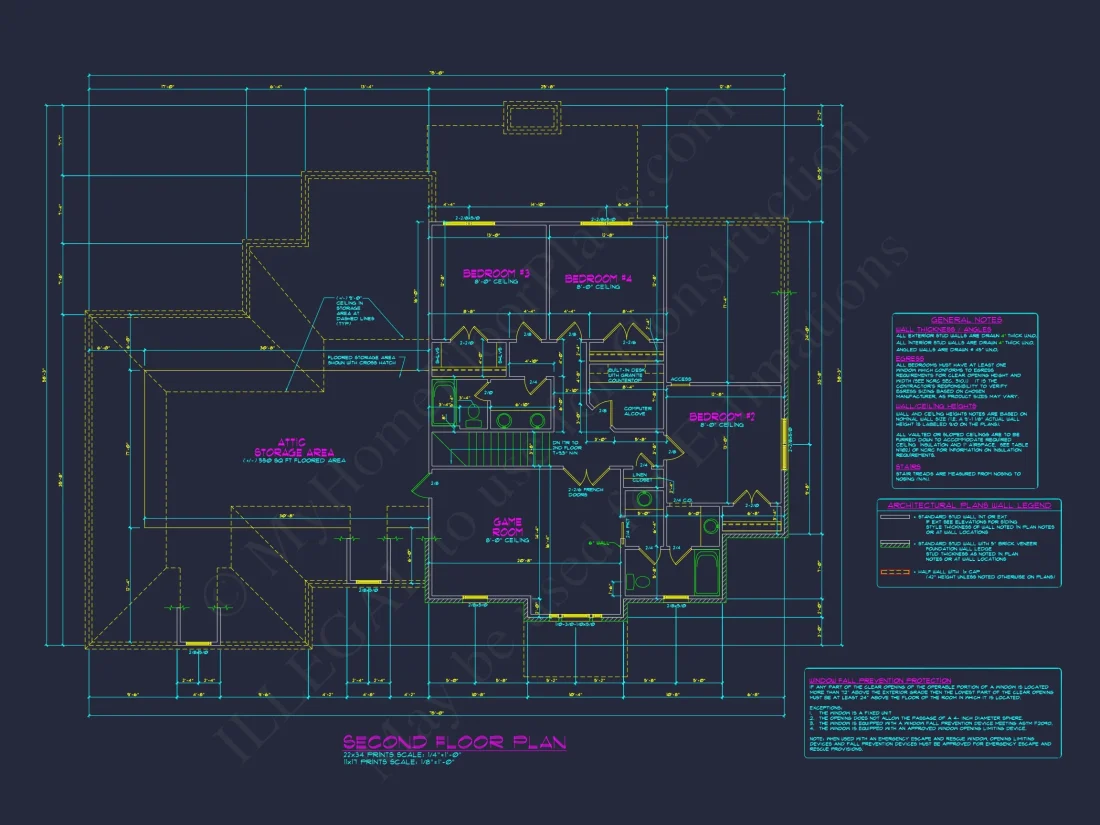 Colonial 4 Bed, 3 Bath 2-Story house Floor Plan & Blueprint