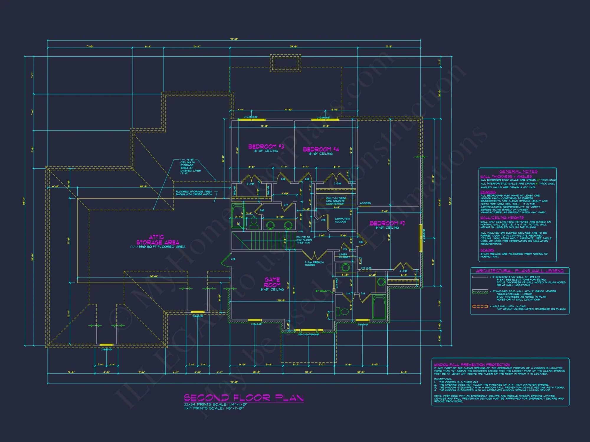 Colonial 4 Bed, 3 Bath 2-Story house Floor Plan & Blueprint