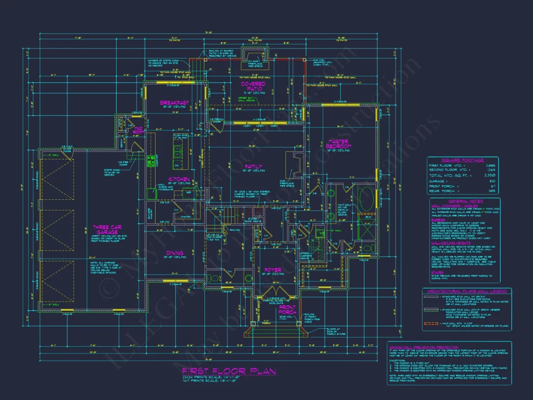 Colonial 4 Bed, 3 Bath 2-Story house Floor Plan & Blueprint