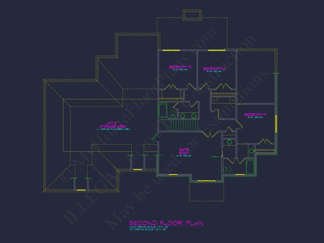 Colonial 4 Bed, 3 Bath 2-Story house Floor Plan & Blueprint