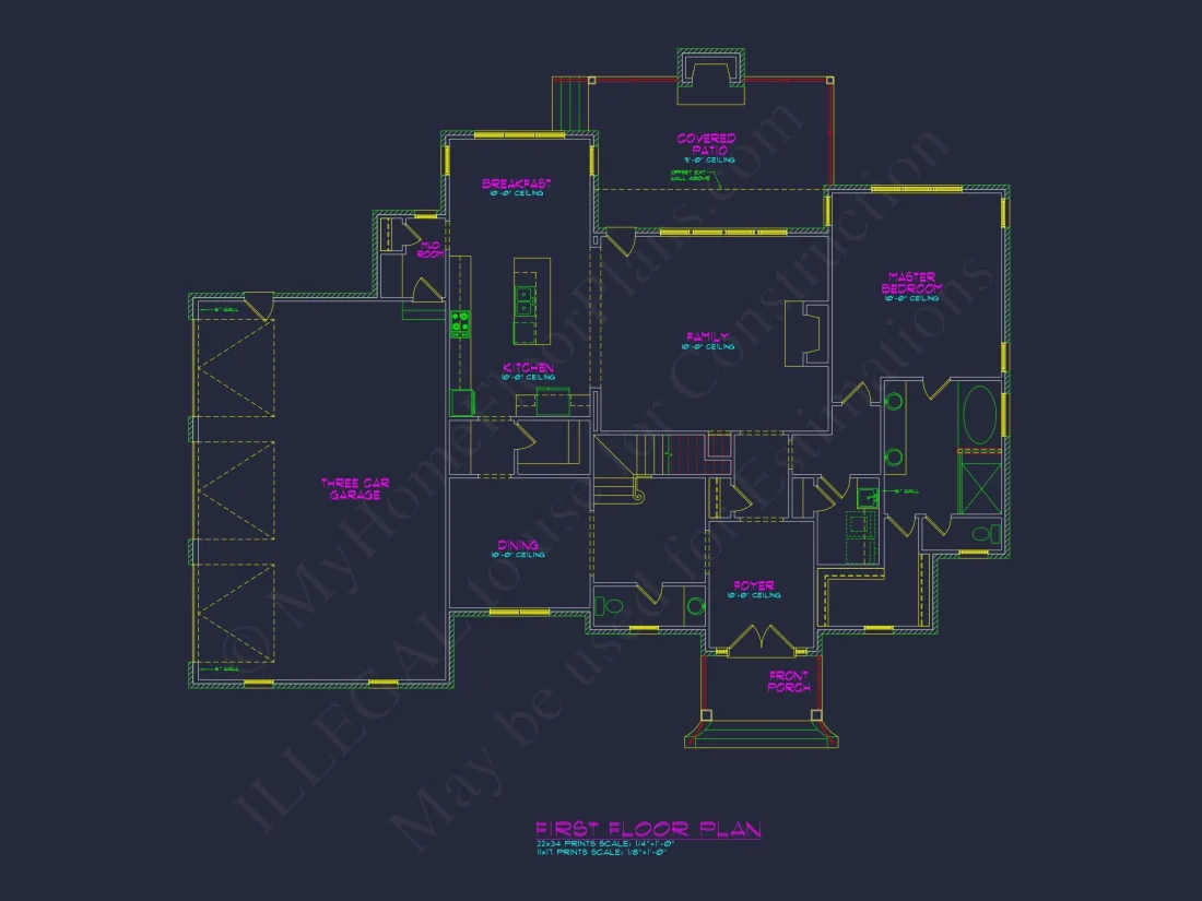 Colonial 4 Bed, 3 Bath 2-Story house Floor Plan & Blueprint