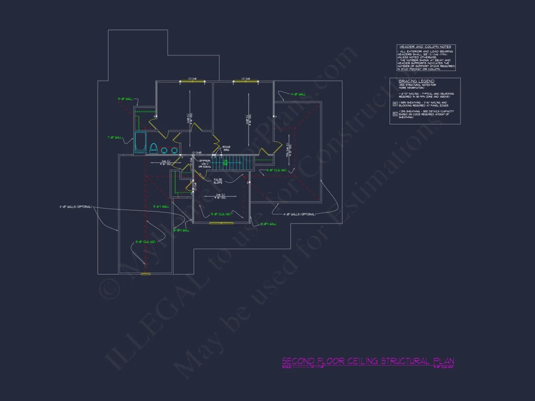 Craftsman house Design with 4 Bed Floor Plan & CAD Blueprint