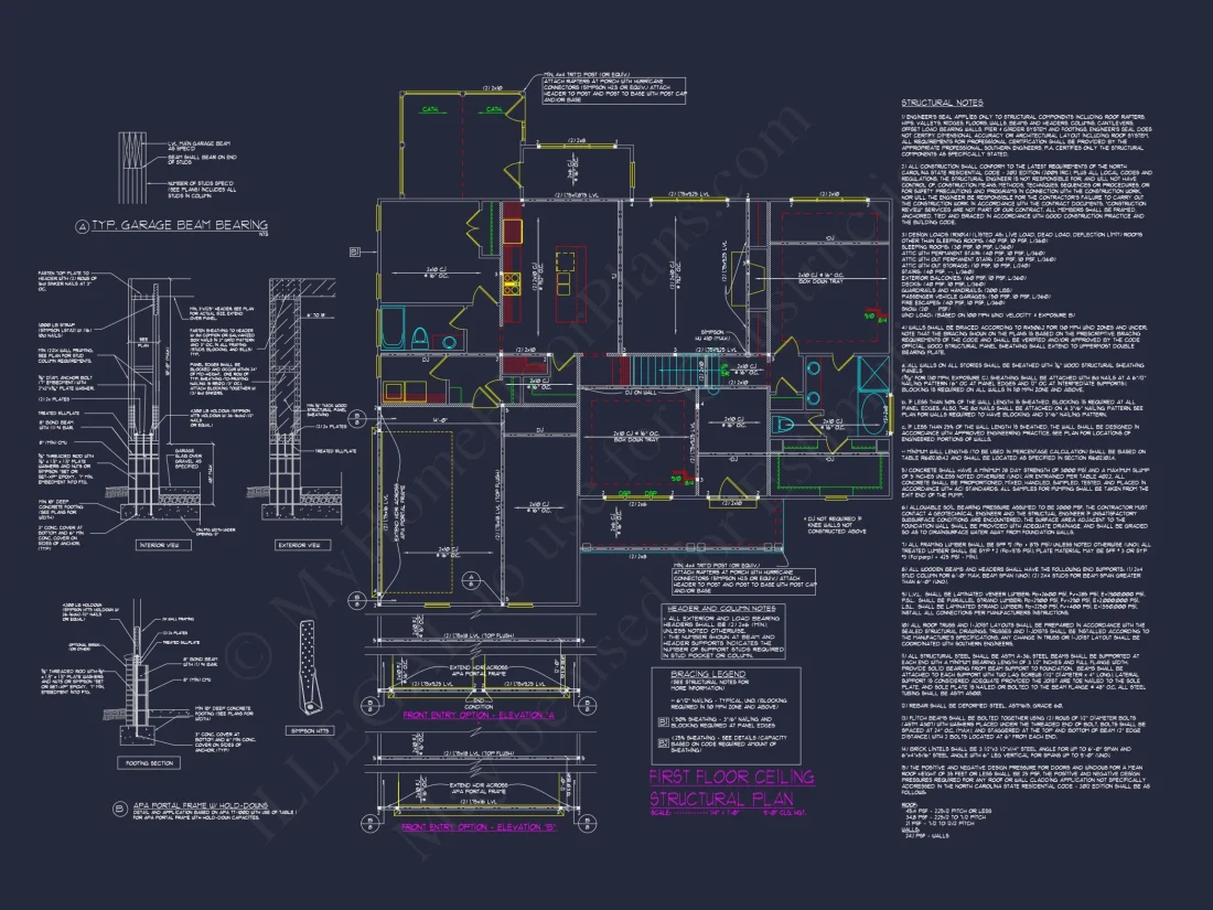 Craftsman house Design with 4 Bed Floor Plan & CAD Blueprint