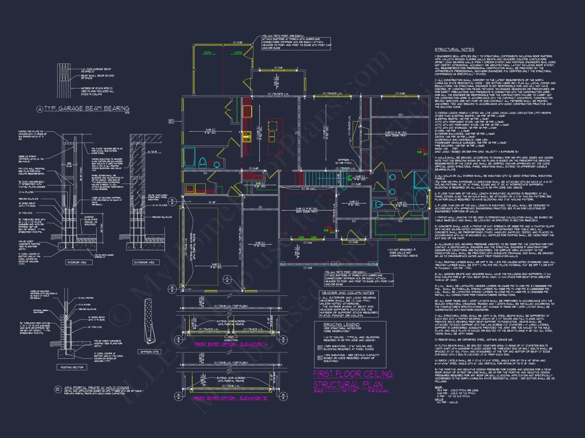 Craftsman house Design with 4 Bed Floor Plan & CAD Blueprint