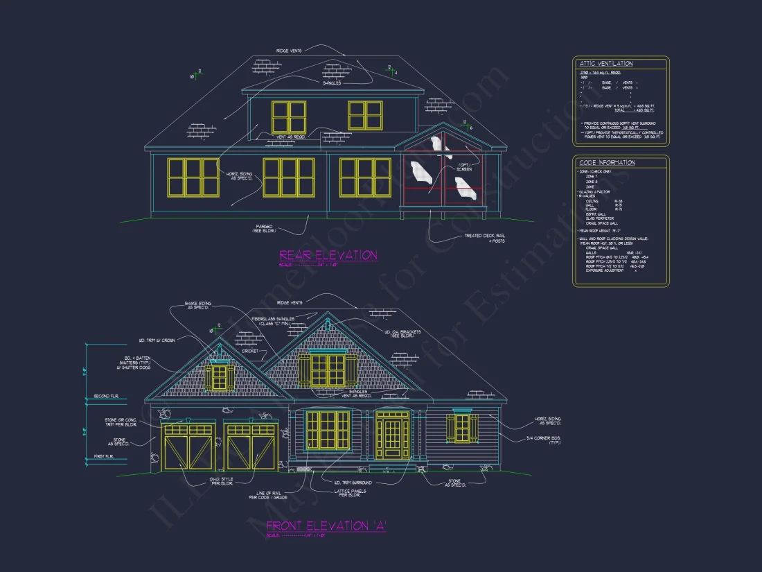 Craftsman house Design with 4 Bed Floor Plan & CAD Blueprint