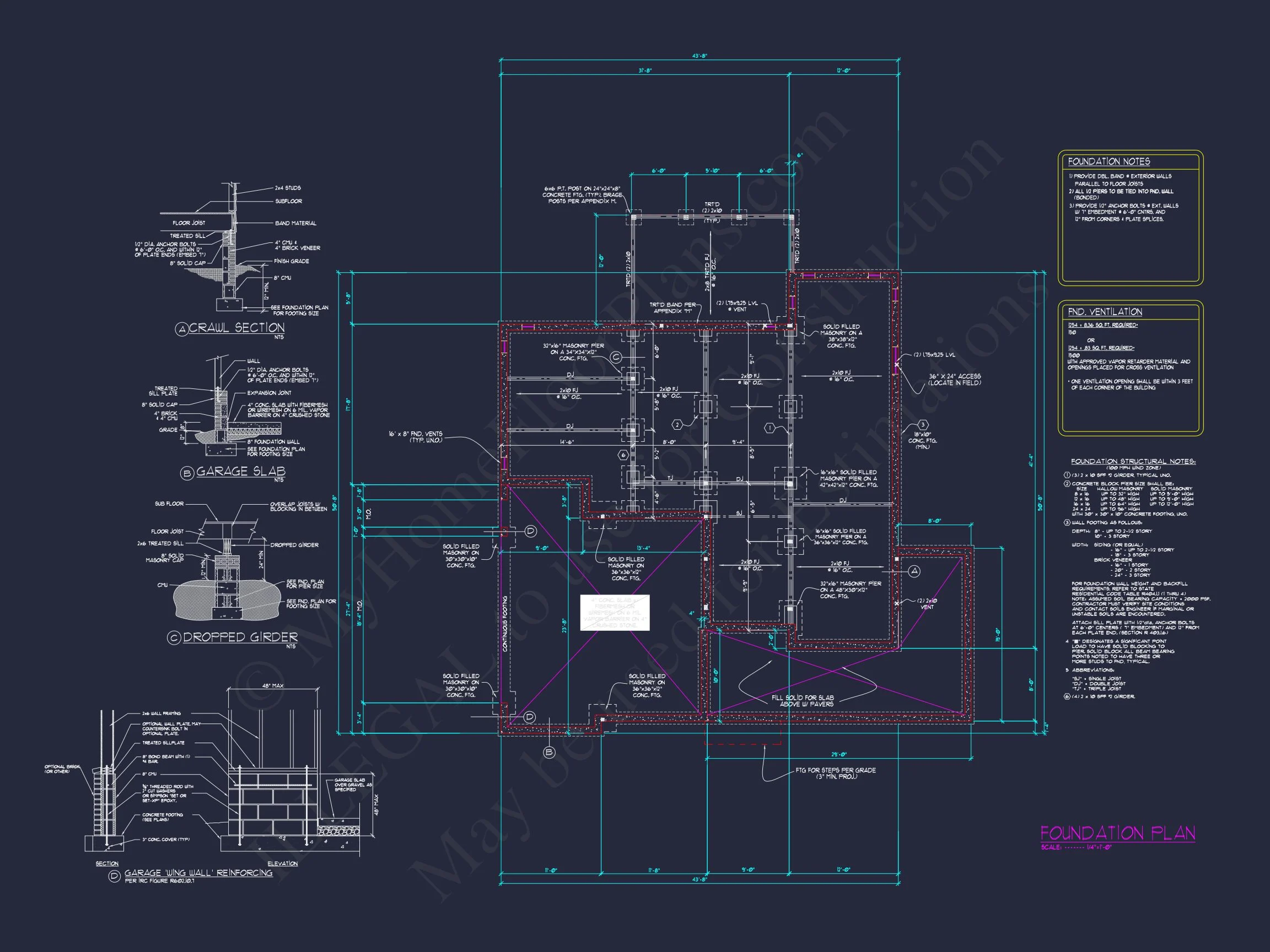 Modern house Plan with 3 Floors, CAD Blueprint & Designs