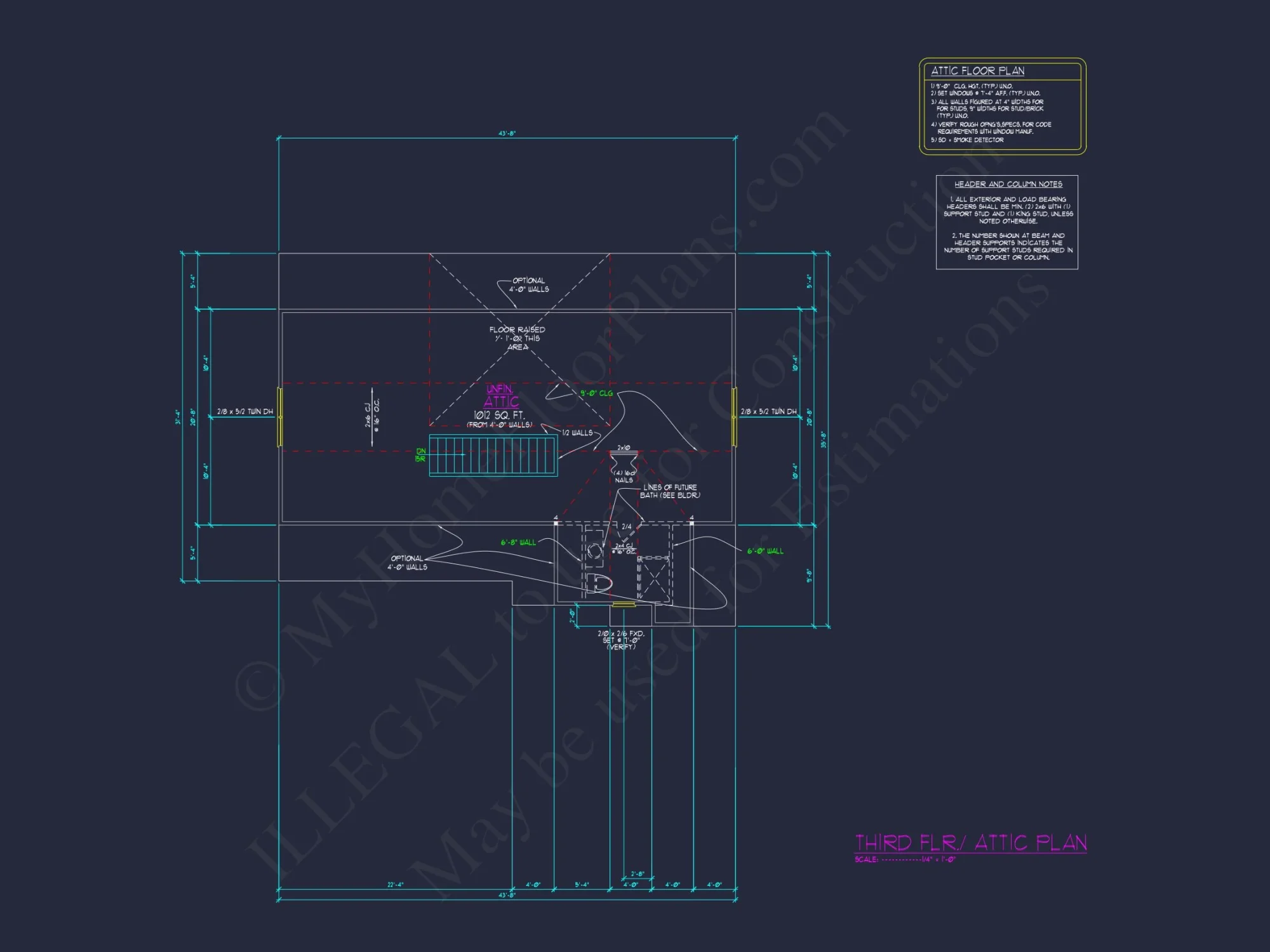 Modern house Plan with 3 Floors, CAD Blueprint & Designs