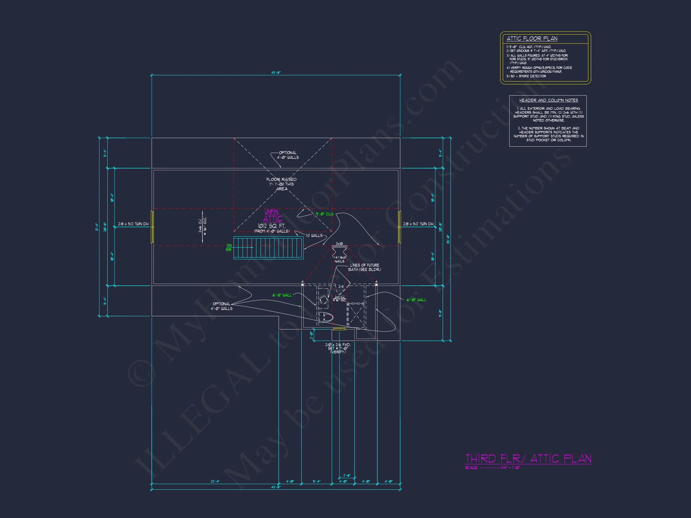 Modern house Plan with 3 Floors, CAD Blueprint & Designs