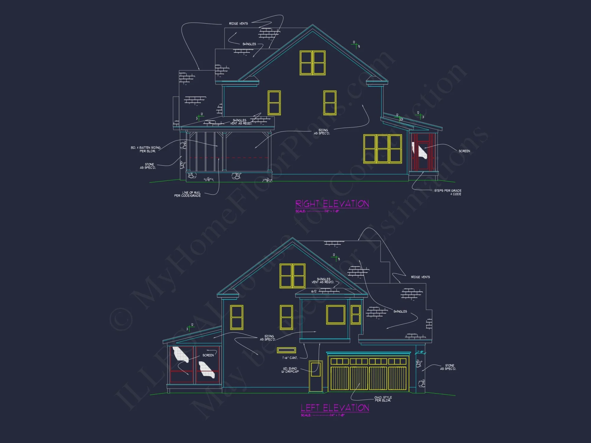 Modern house Plan with 3 Floors, CAD Blueprint & Designs