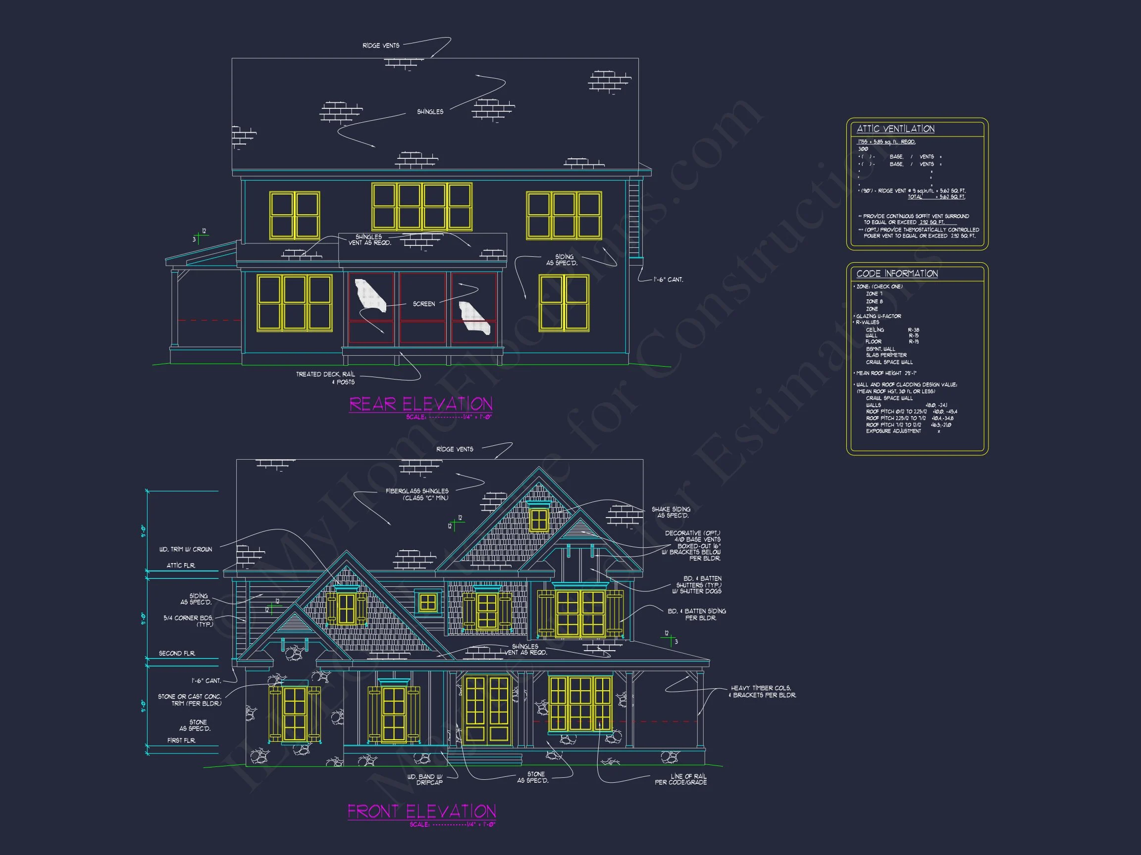 Modern house Plan with 3 Floors, CAD Blueprint & Designs