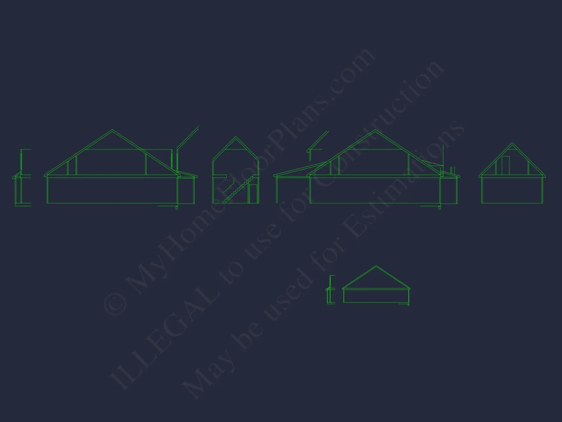 Craftsman house Floor Plan with 1.5 Stories and CAD Designs