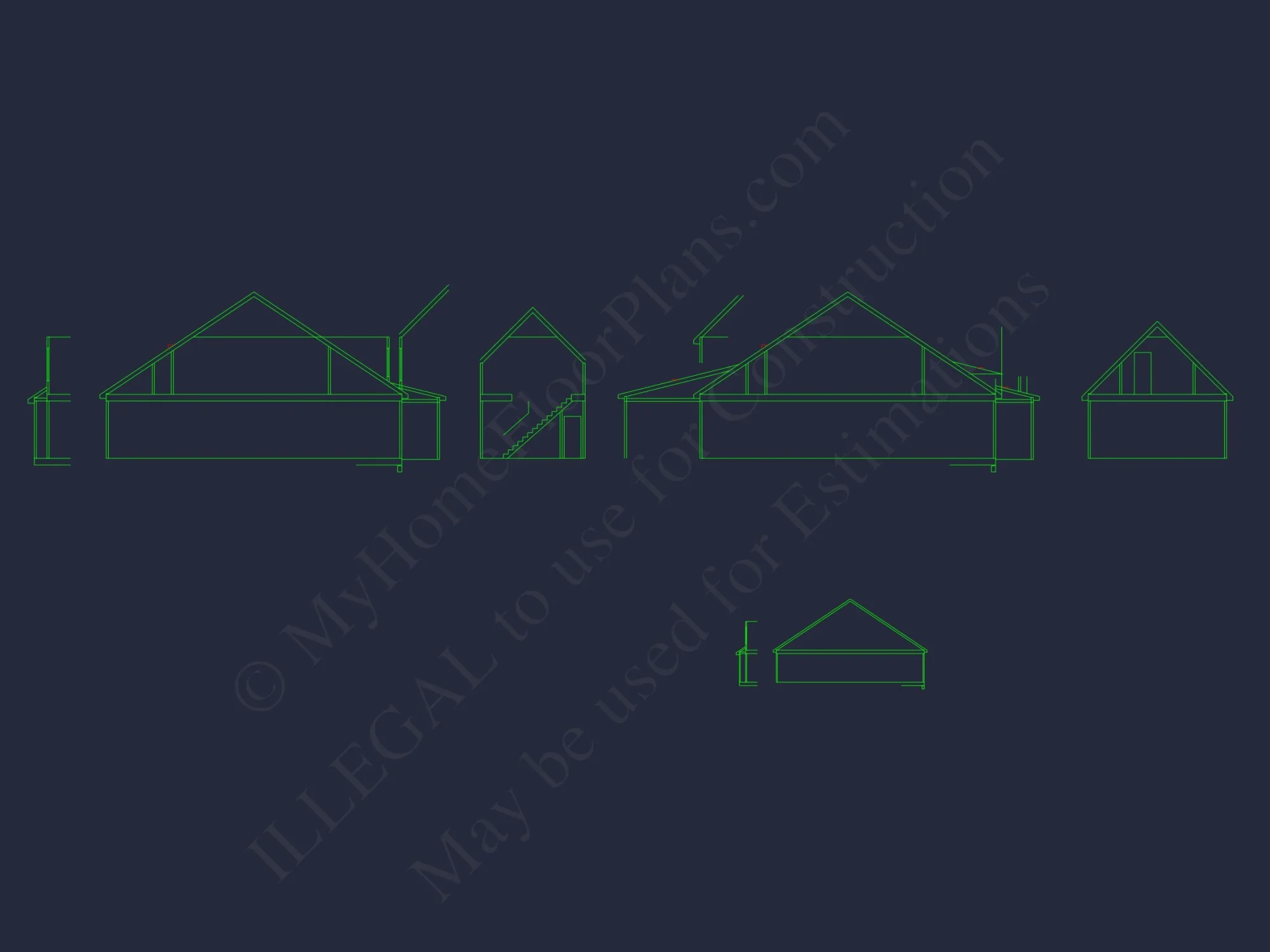 Craftsman house Floor Plan with 1.5 Stories and CAD Designs