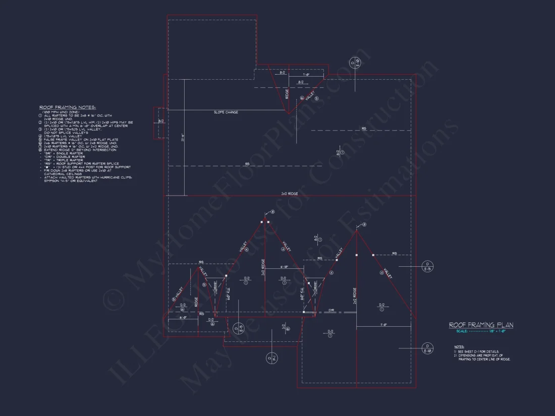 Craftsman house Floor Plan with 1.5 Stories and CAD Designs