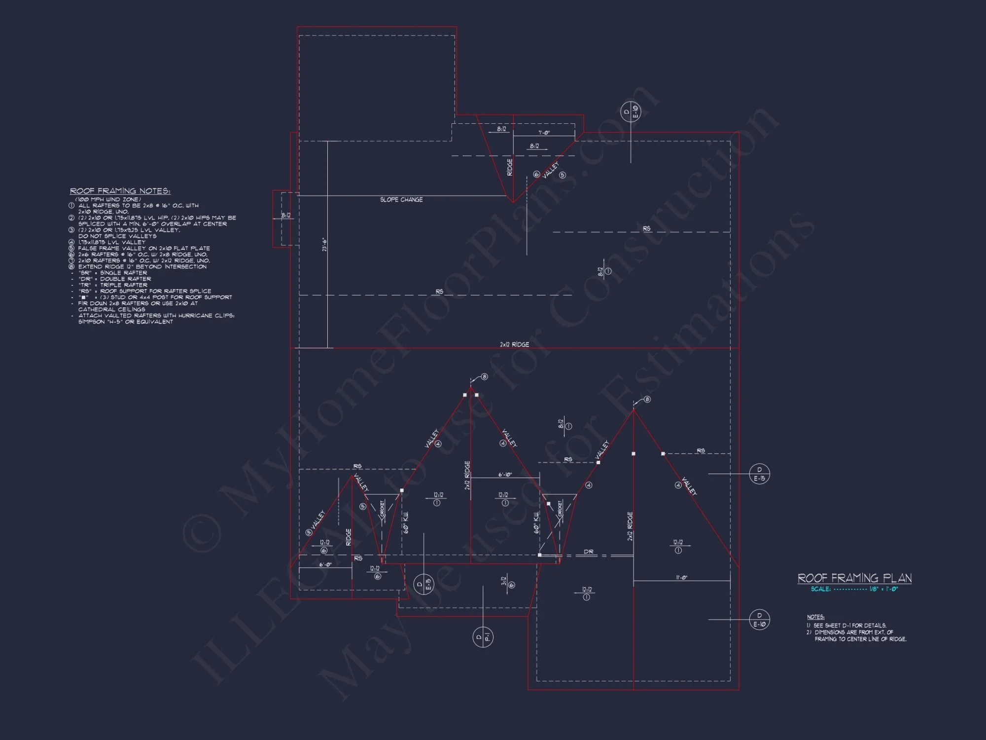 Craftsman house Floor Plan with 1.5 Stories and CAD Designs