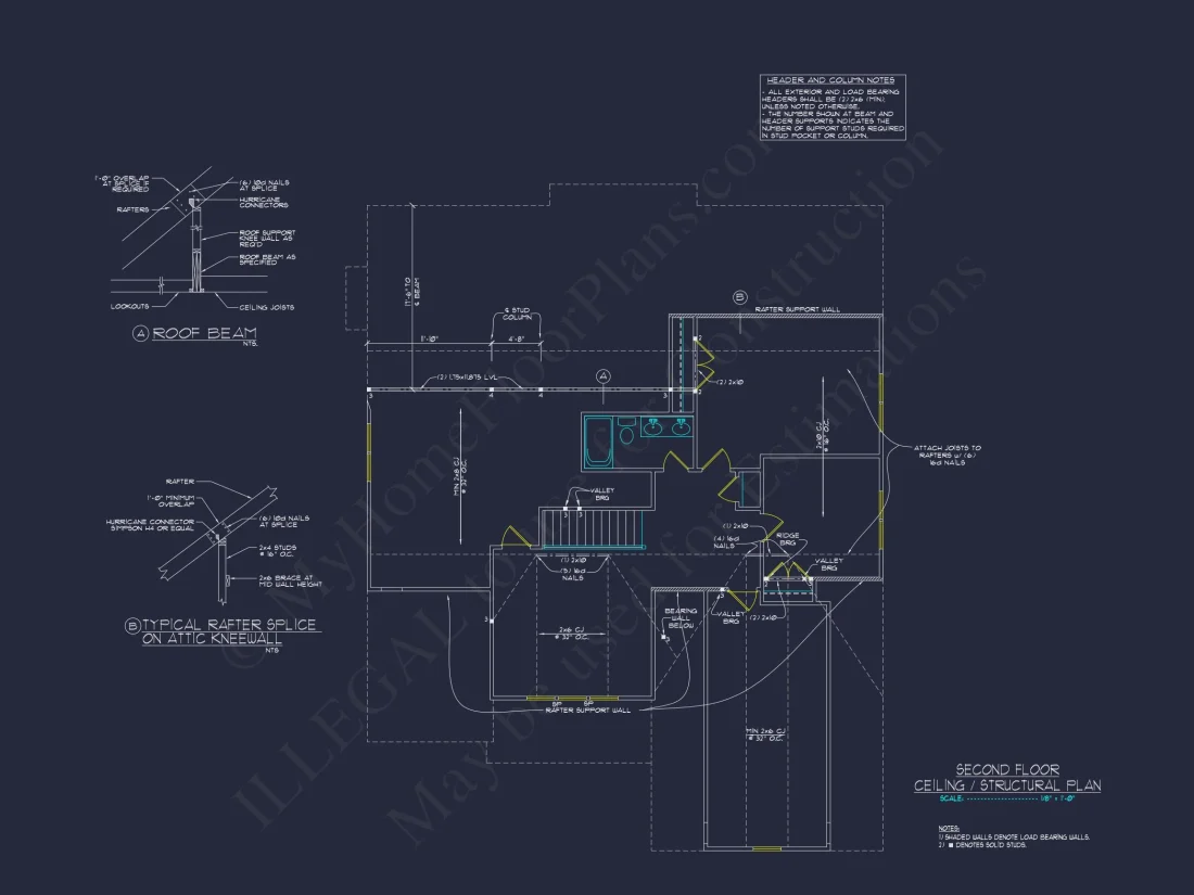 Craftsman house Floor Plan with 1.5 Stories and CAD Designs