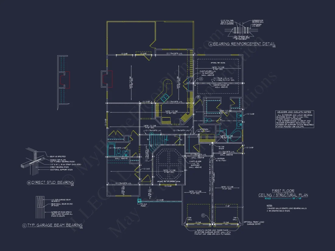 Craftsman house Floor Plan with 1.5 Stories and CAD Designs