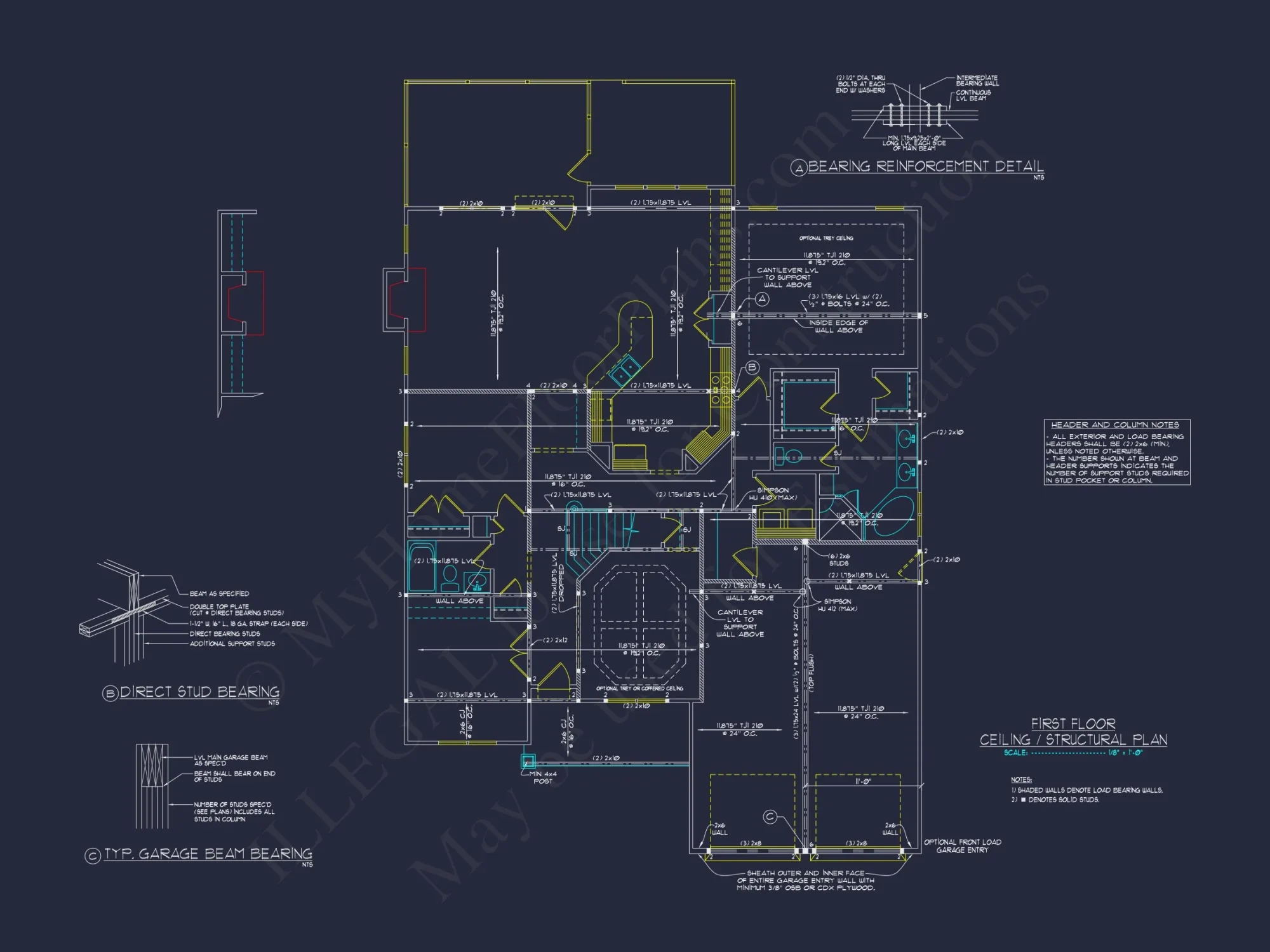 Craftsman house Floor Plan with 1.5 Stories and CAD Designs