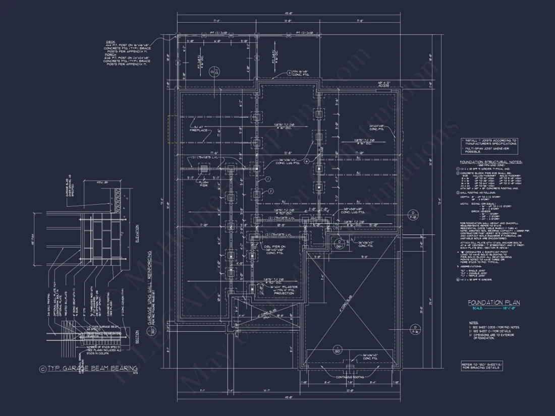Craftsman house Floor Plan with 1.5 Stories and CAD Designs