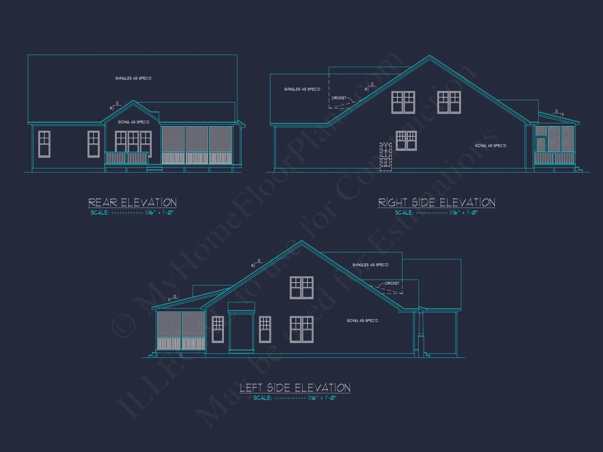 Craftsman house Floor Plan with 1.5 Stories and CAD Designs