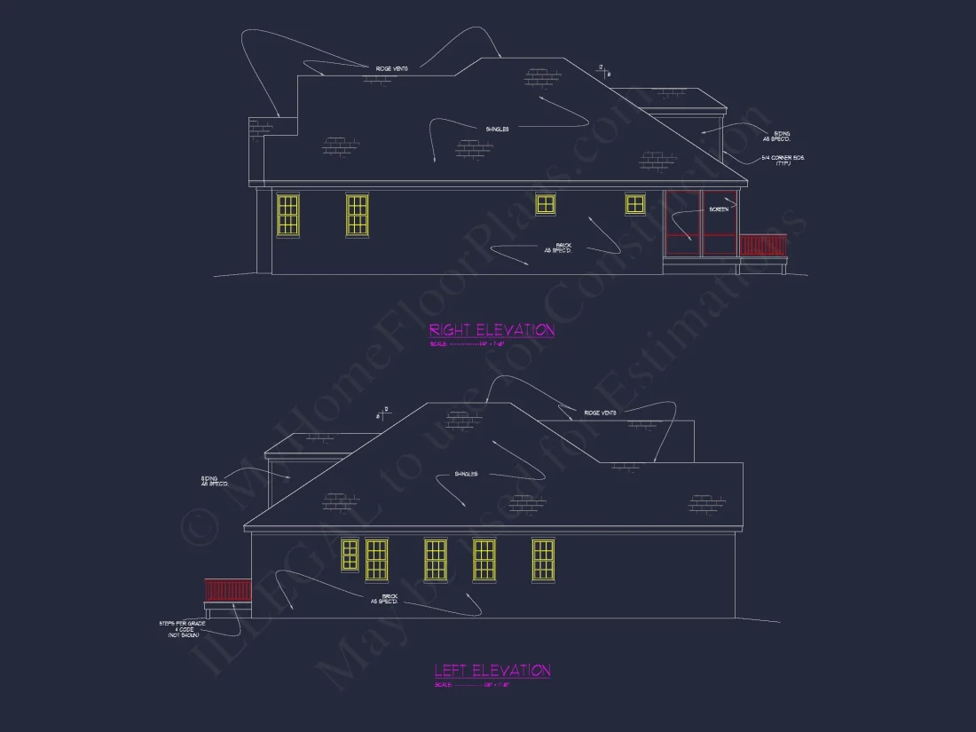 house Design Blueprint: 1.5 Story Traditional Floor Plan CAD