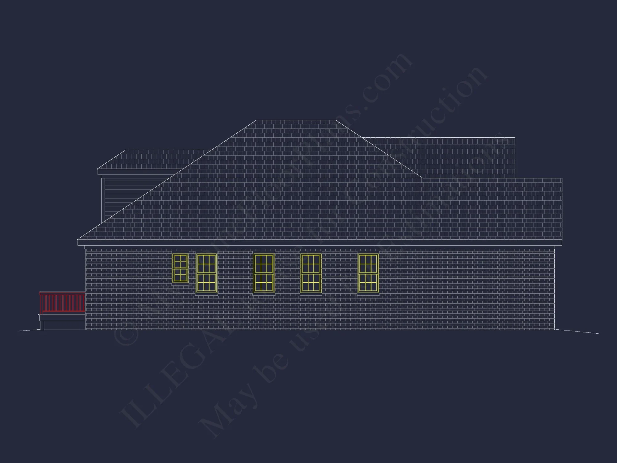 house Design Blueprint: 1.5 Story Traditional Floor Plan CAD