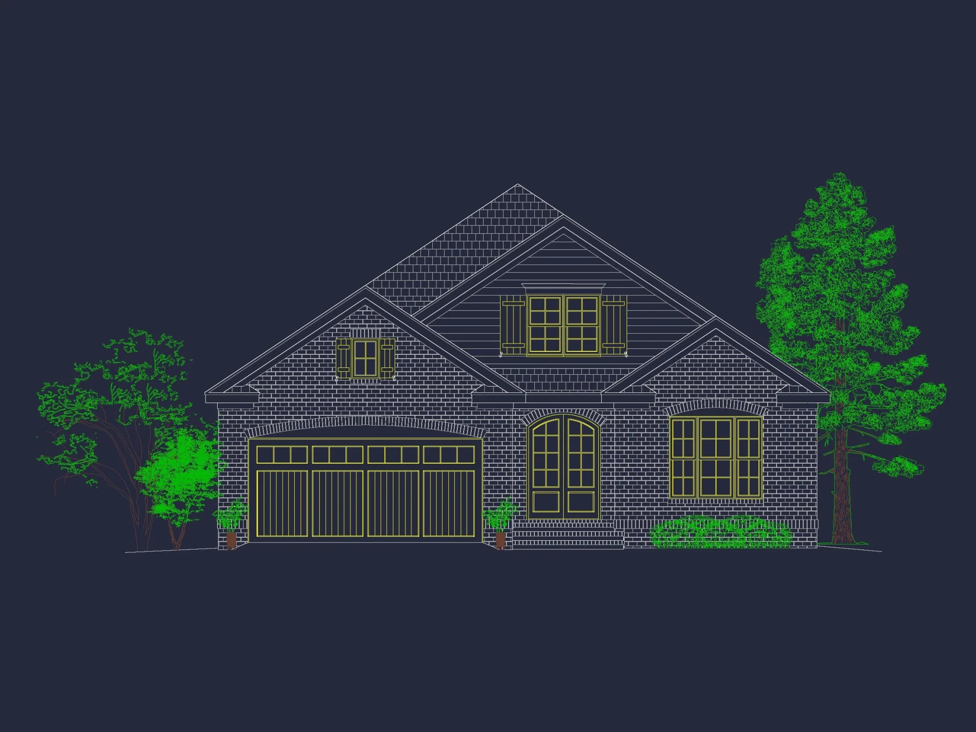house Design Blueprint: 1.5 Story Traditional Floor Plan CAD
