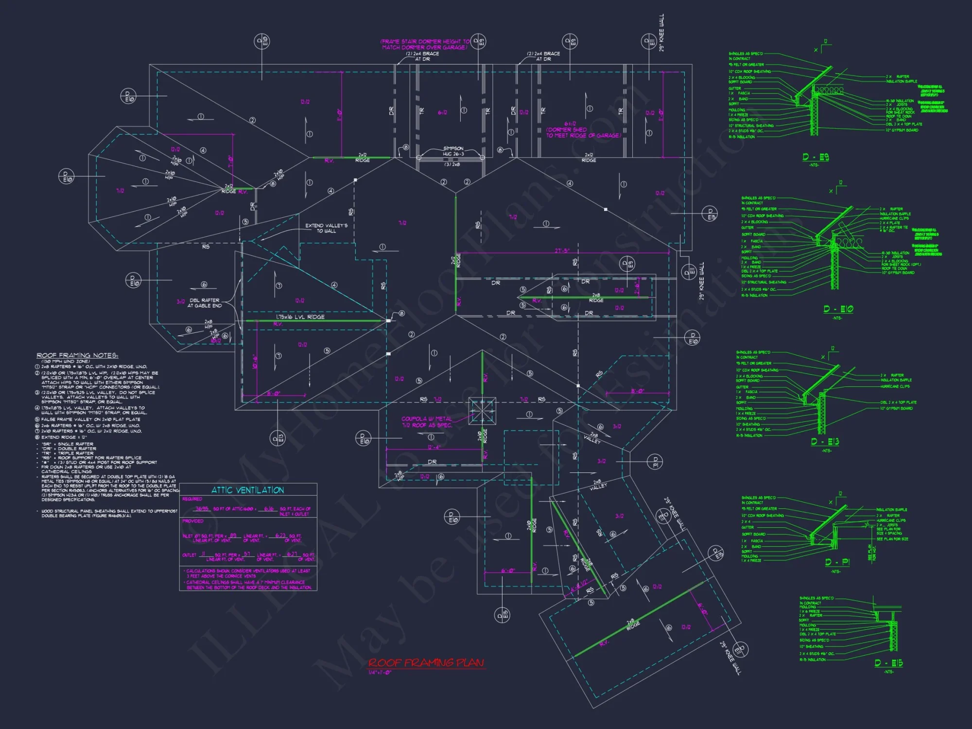 Traditional Craftsman house Plan with 4 Bedrooms and CAD Designs