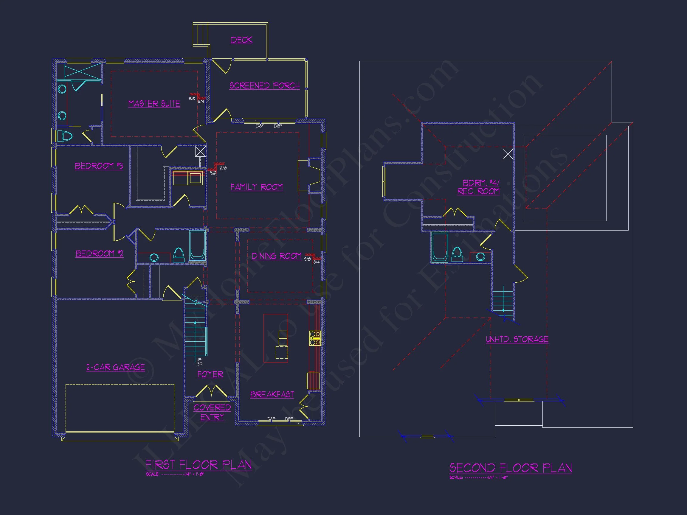 Beautiful house Blueprint: Floor Plan & CAD Architectural Designs