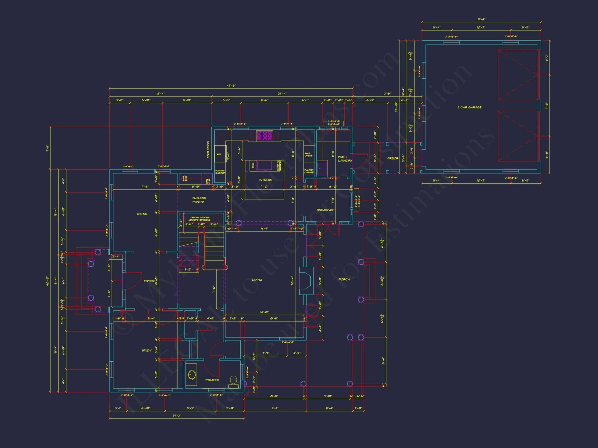 Traditional 2-Story house Plan with 3-Car Garage