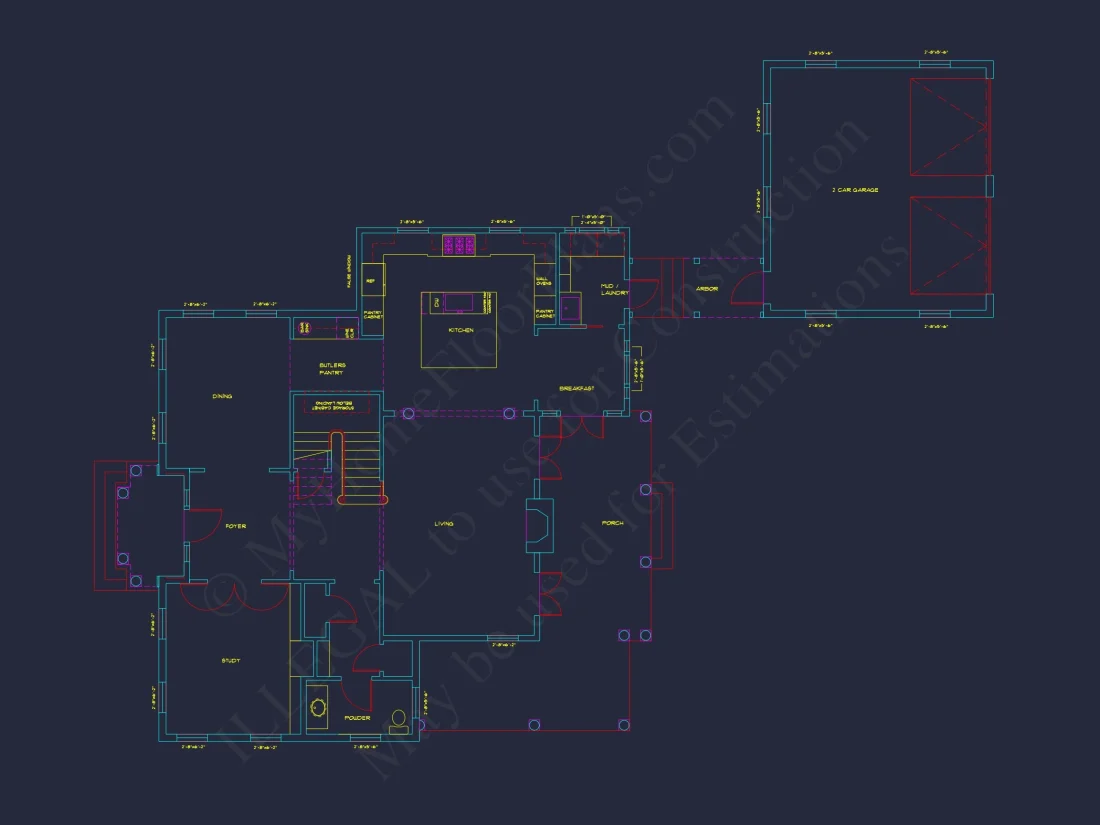 Traditional 2-Story house Plan with 3-Car Garage