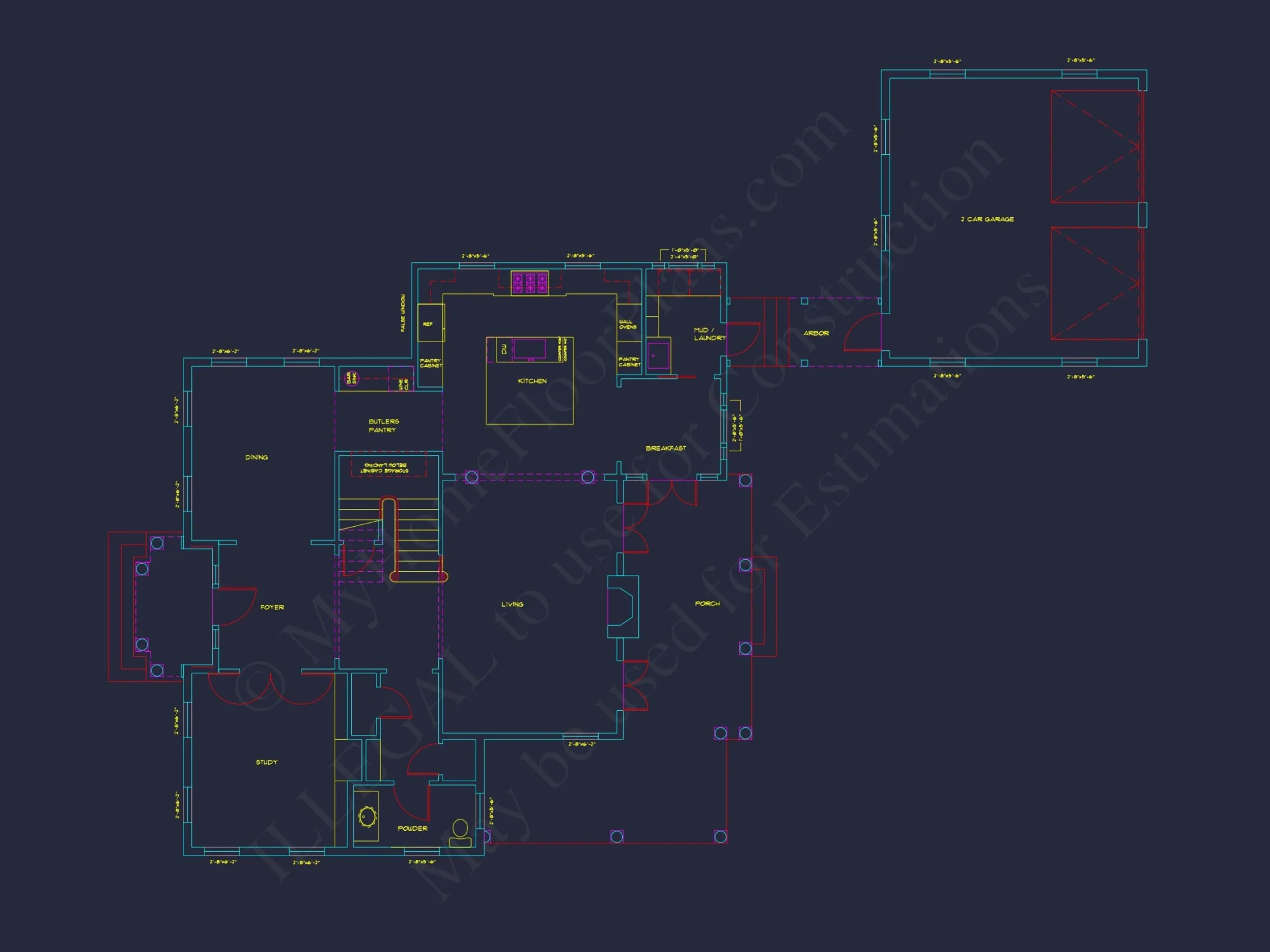 Traditional 2-Story house Plan with 3-Car Garage
