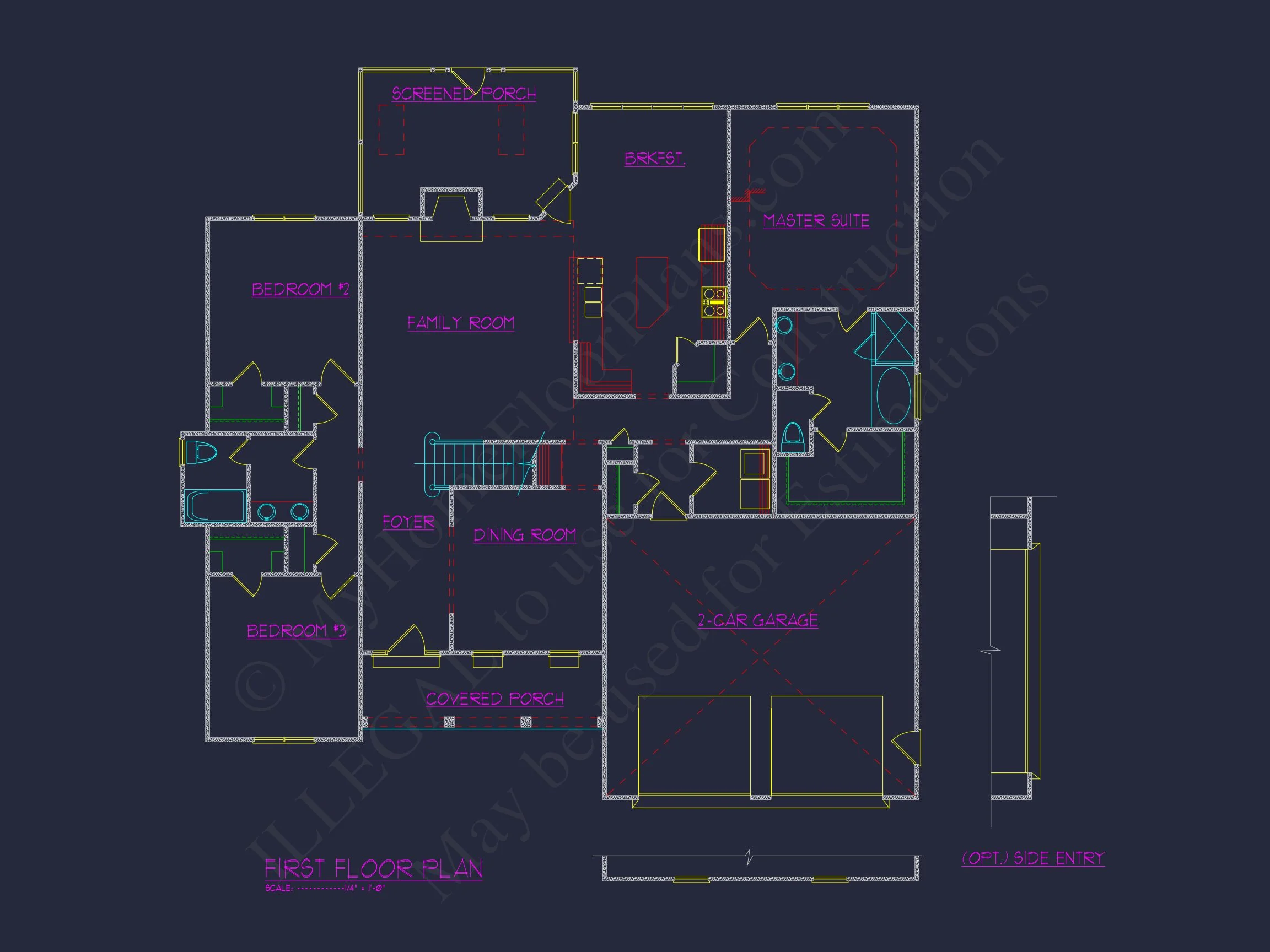 12-2289 HOUSE PLAN - Craftsman House Plan - 4-Bed, 3-Bath, 2,111 SF 8 Elegant Craftsman house Plan with Open Floor Plan & CAD Designs