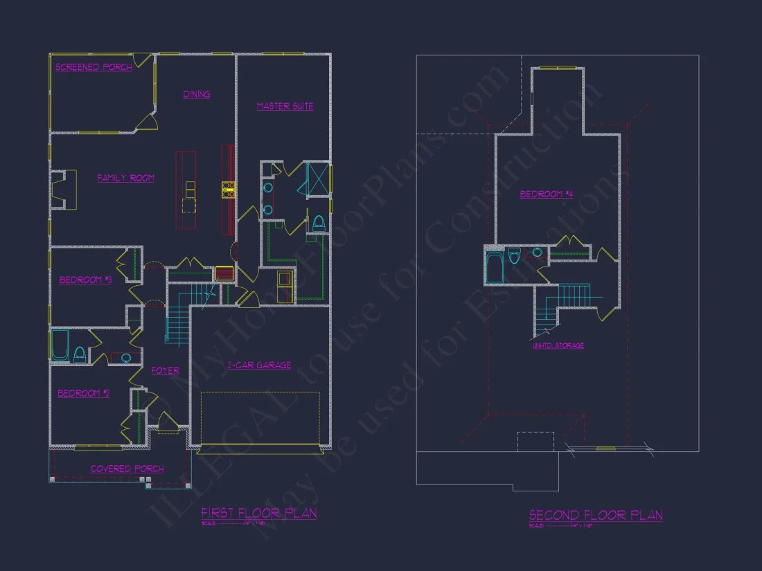 Beautiful CAD Ranch Floor Plan with 1.5 Stories & Bonus Room